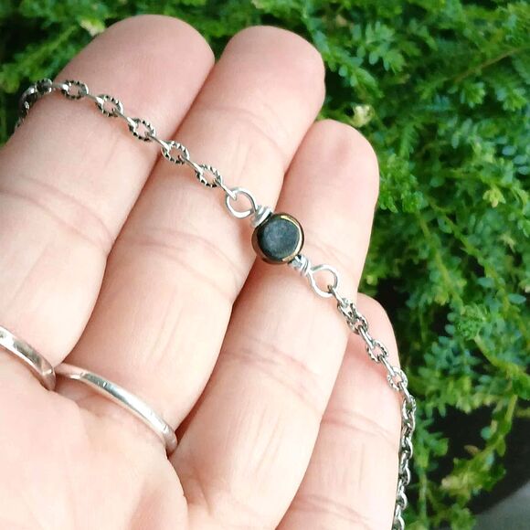 Dainty Minimalist Czech Glass Beaded Anklet Bracelet, 9" - Picture 3 of 3